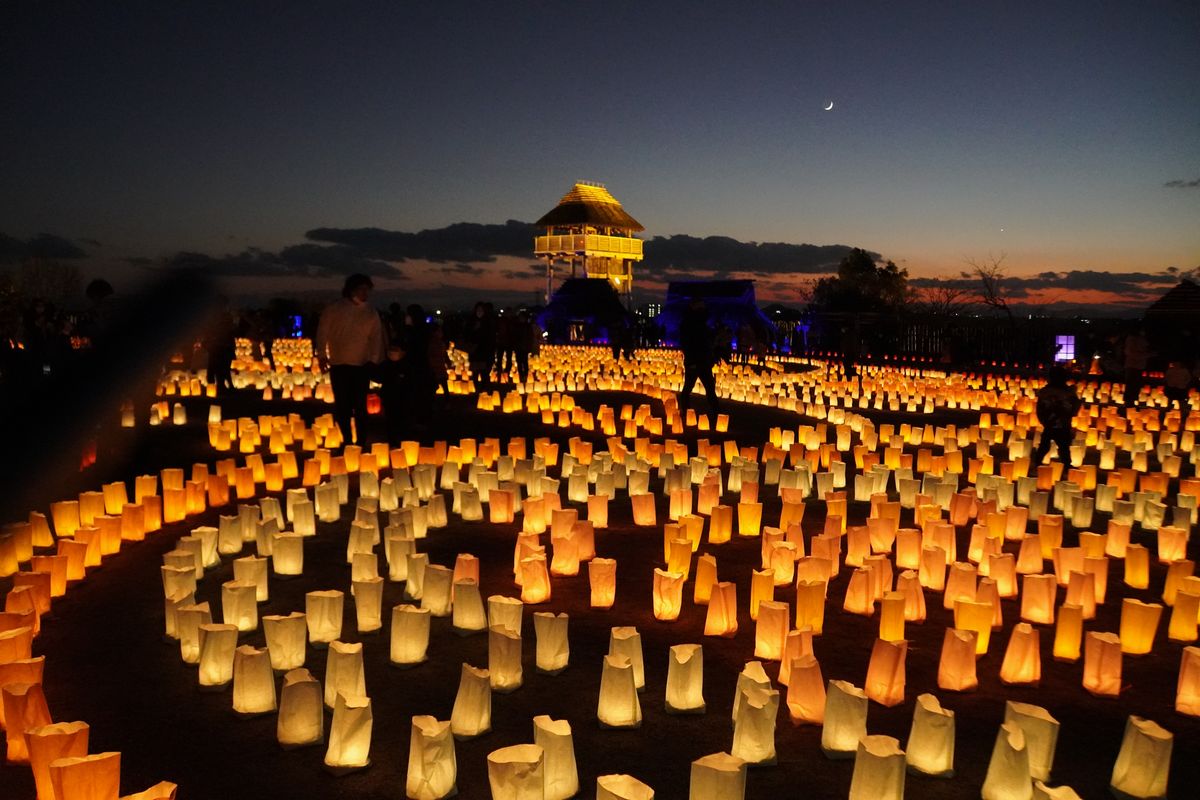 ▲佐賀縣的彌生時代遺址「吉野里歷史公園」每年12月定期舉辦夢幻點燈活動。 圖：吉野里歷史公園／提供